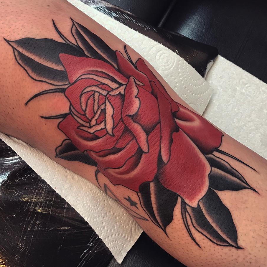 neo traditional rose dagger  Zealand Tattoo