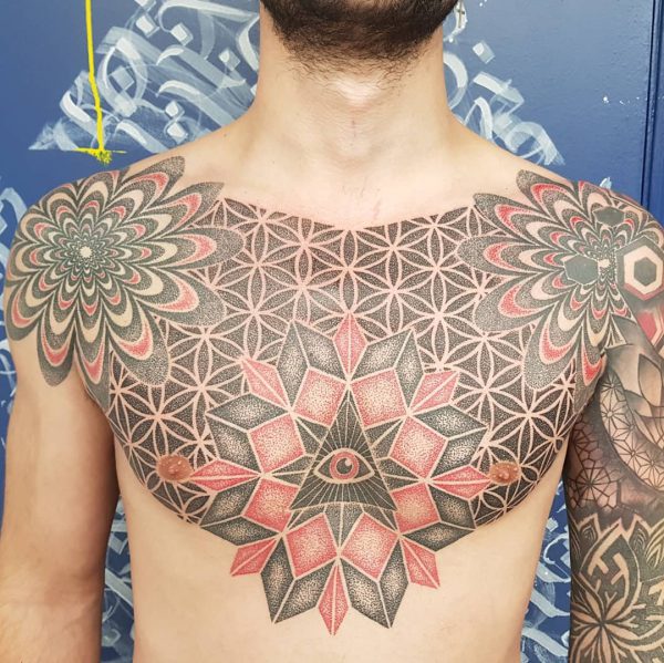 Tattoo tagged with robertogalbiati kanemelbourne chest facebook  blackwork twitter sacred geometry  inkedappcom