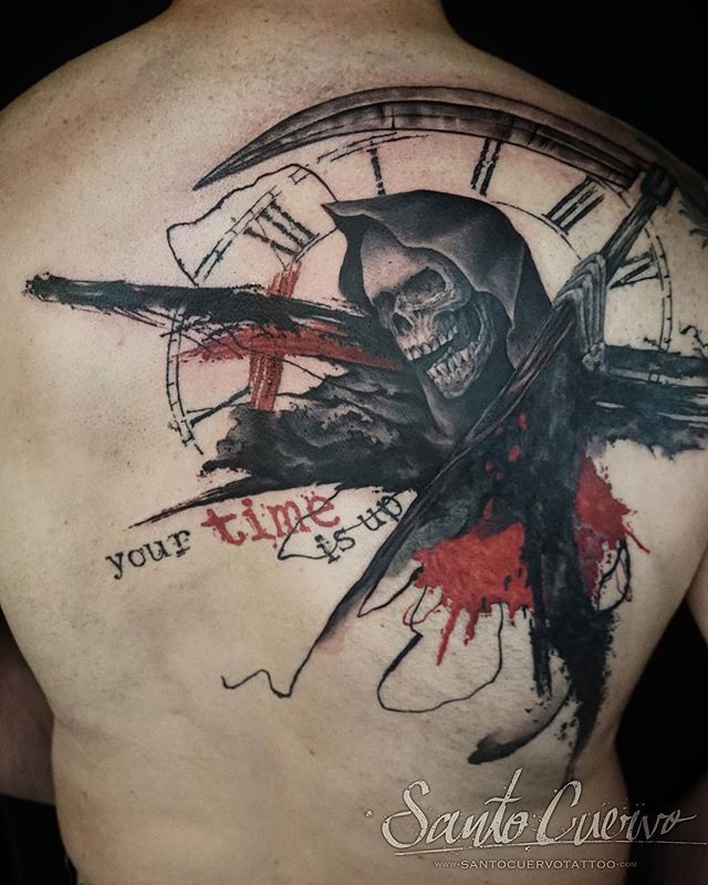 Happy Buddha Tattoo  Very cool Grim Reaper done by Nicholas  This is  one of Nicholass own style DM us to book with him or Walk In to see his  Flash