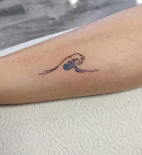 Tattoo tagged with small danielwinter line art tiny wave ifttt  little nature minimalist ocean inner forearm fine line  inkedappcom